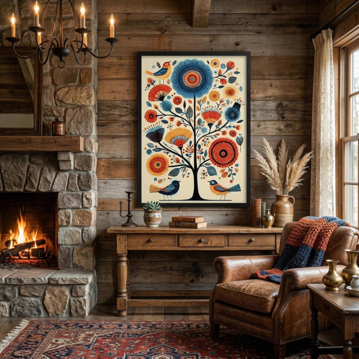 Artystyczny Plakat Folk- Drzewo Życia | Kolorowa dekoracja ścienna w stylu etno 82435 - zdjęcie 2