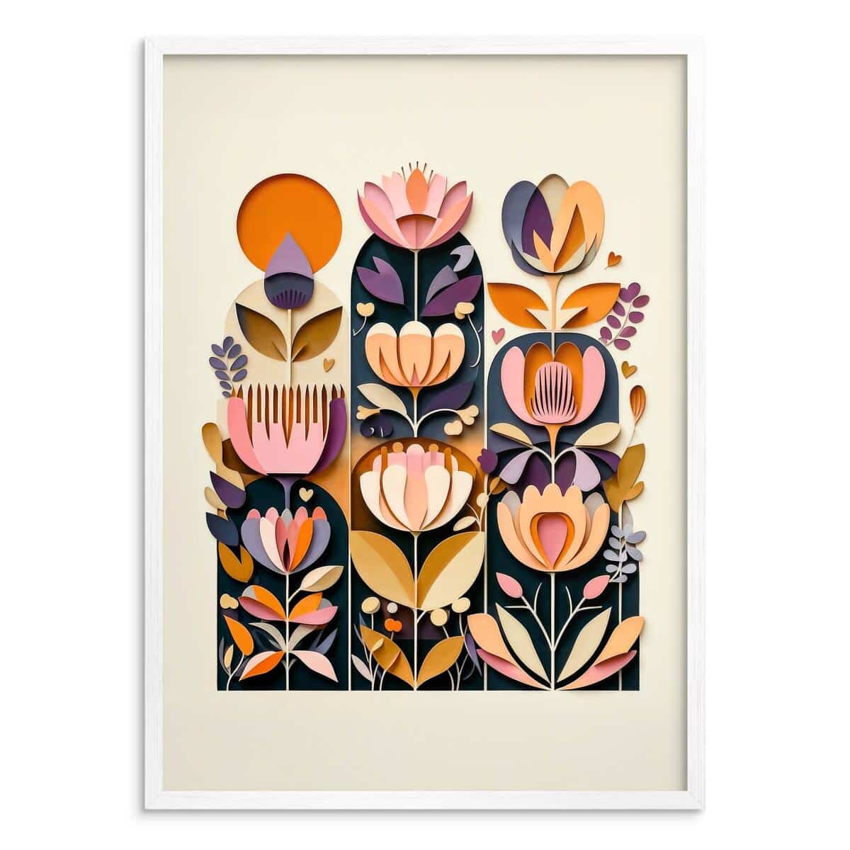 Plakat- Kolorowe Kwiaty | Obraz na ścianę w stylu Folk Art, sztuka ludowa 51151 - zdjęcie 7