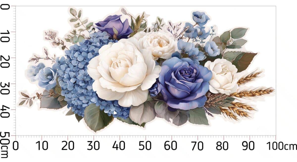 Naklejka na ścianę- Bukiet Kwiatów- Hortensje i Róże w stylu boho T82467 - zdjęcie 5