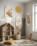 Obrazy owalne na ścianę- Uroczy Miś i Pszczółki | Zestaw 3 obrazów do pokoju dziecka 96001 - miniaturka 5