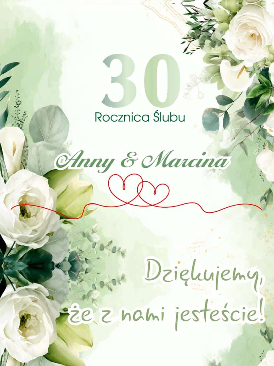 Plakat Powitalny, Tablica na Rocznicę Ślubu | Dekoracja na Jubileusz Małżeństwa 82390 - zdjęcie 7