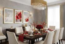 Elegancki Zestaw 3 Plakatów- Czerwone Kwiaty, Maki | Tryptyk Glamour ze złotymi akcentami 42248 - miniaturka 7