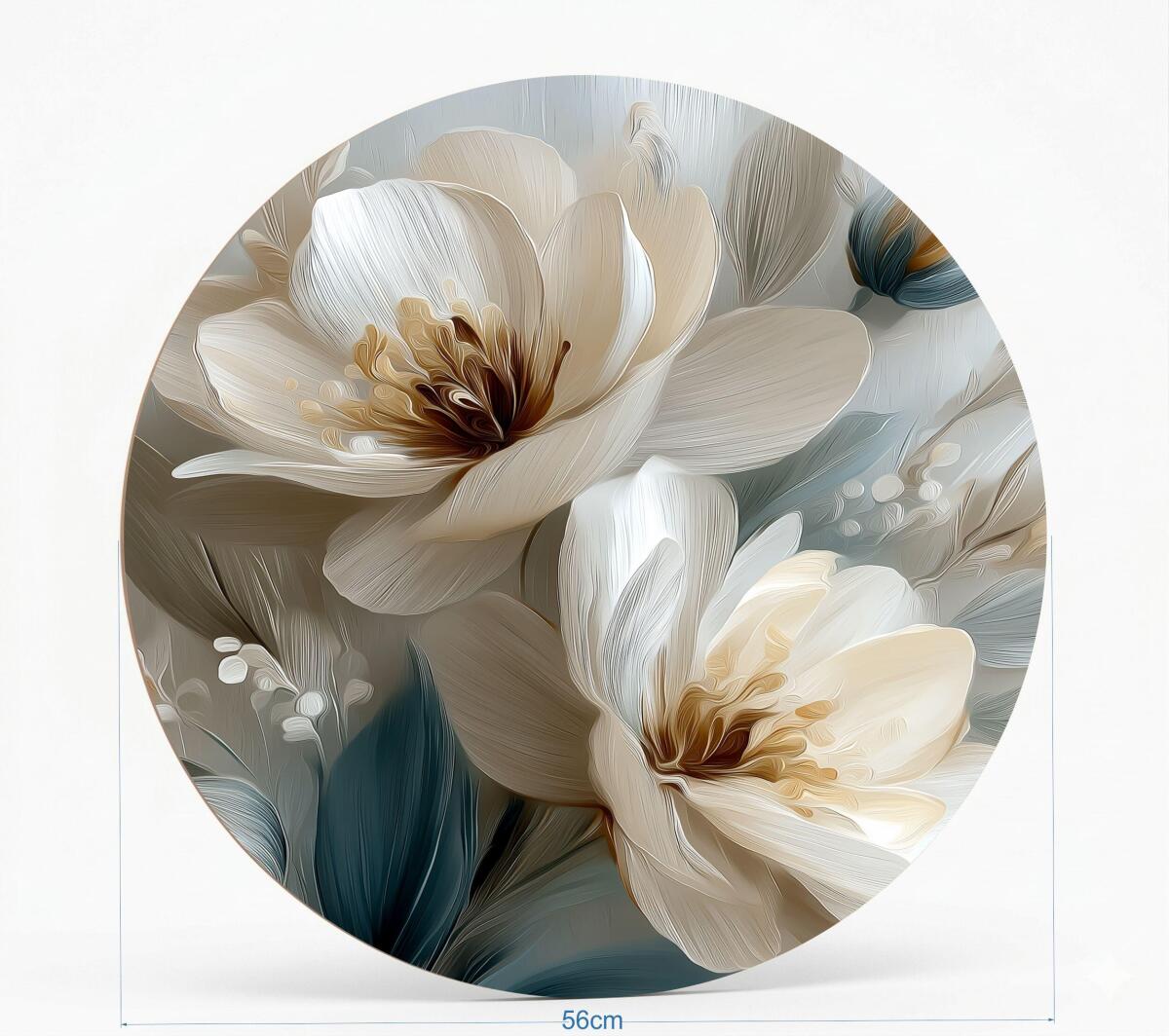 Stylowy Okrągły Obraz – Pastelowe Kwiaty Magnolii | Dekoracja do Salonu i Sypialni | Obraz HDF 82410 - zdjęcie 2