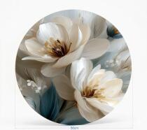 Stylowy Okrągły Obraz – Pastelowe Kwiaty Magnolii | Dekoracja do Salonu i Sypialni | Obraz HDF 82410 - miniaturka 2