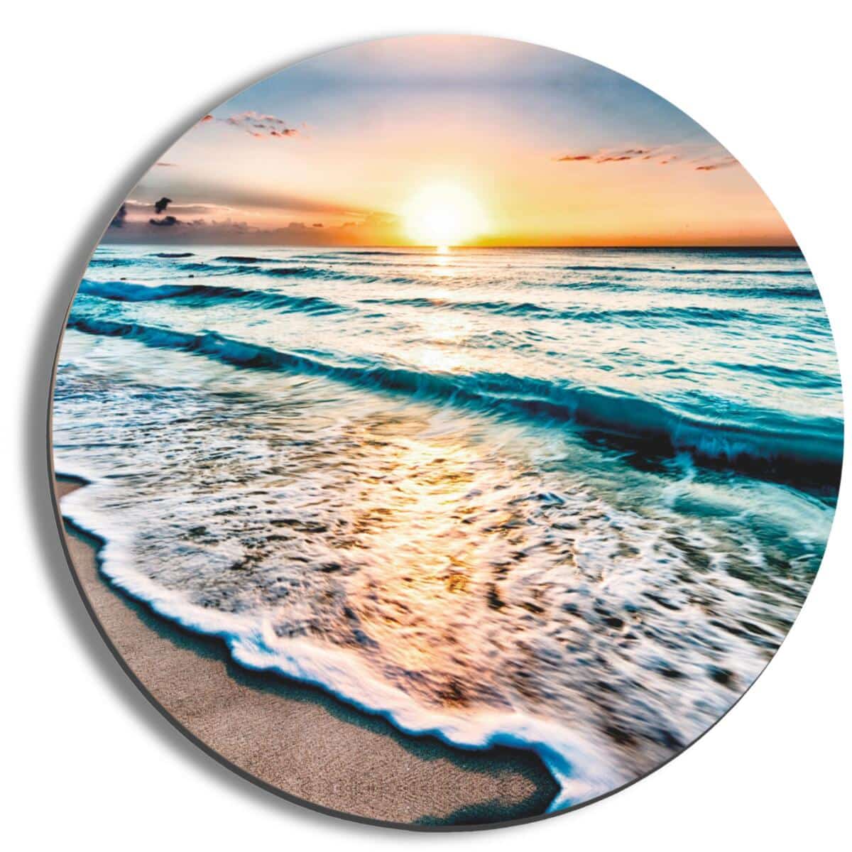 Obraz Koło na ścianę- Morze, Plaża, Zachód Słońca | Nadmorski Krajobraz 82417