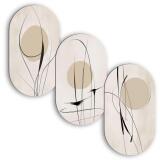 Abstrakcyjny Tryptyk- Beżowe Obrazy Elipsy w stylu Line Art 82409 - miniaturka 1