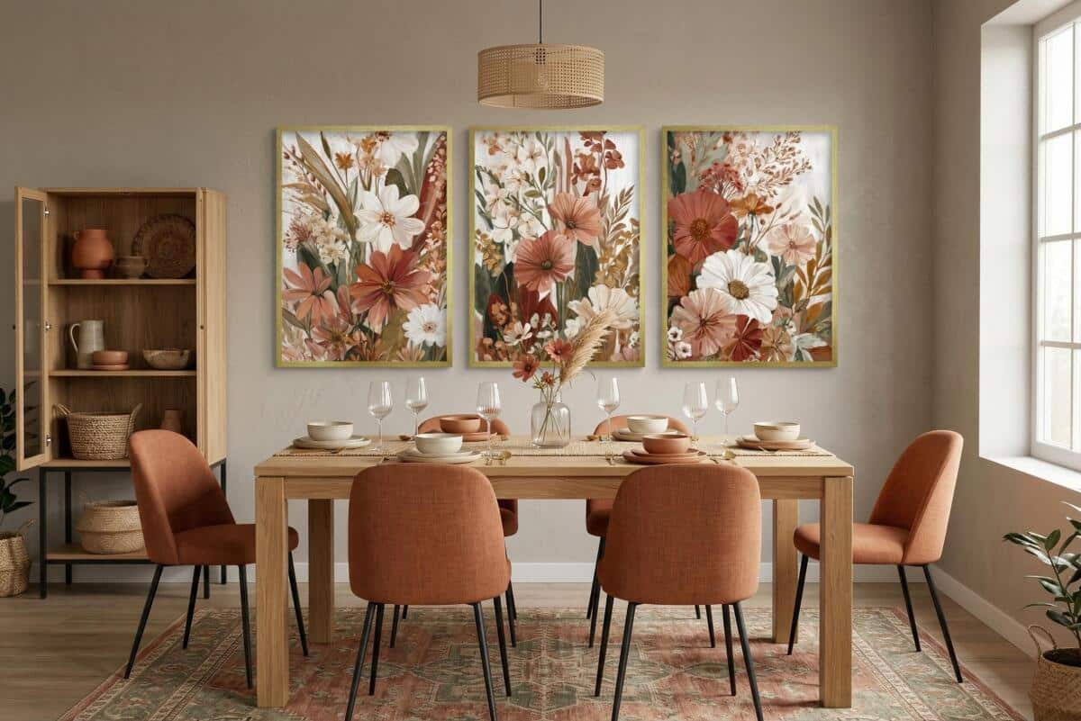 Tryptyk Kwiatowy Boho – Zestaw 3 Plakatów w Kolorach Ziemi 51150 - zdjęcie 4