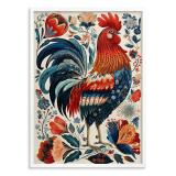 Kolorowy Plakat Folklor - Kogut i kwiaty | Sielska dekoracja, Obraz w stylu wiejskim / cottage 82427 - miniaturka 6