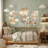 Obrazy dla dzieci, Tryptyk- Misie i Balony | Szałwiowa dekoracja do pokoju chłopca 42218 - miniaturka 3