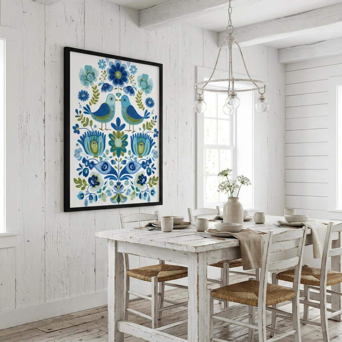 Obraz na ścianę Folklor, Plakat Ludowy- Sielski klimat, ptaki i kwiaty 82430 - zdjęcie 2