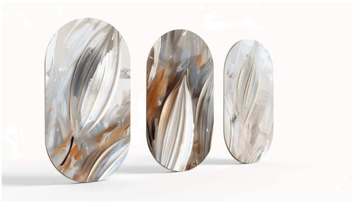 Obrazy Owalne, Elipsy- Abstrakcja w beżu i szarości | Dekoracja na ścianę Loft 42243 - zdjęcie 9