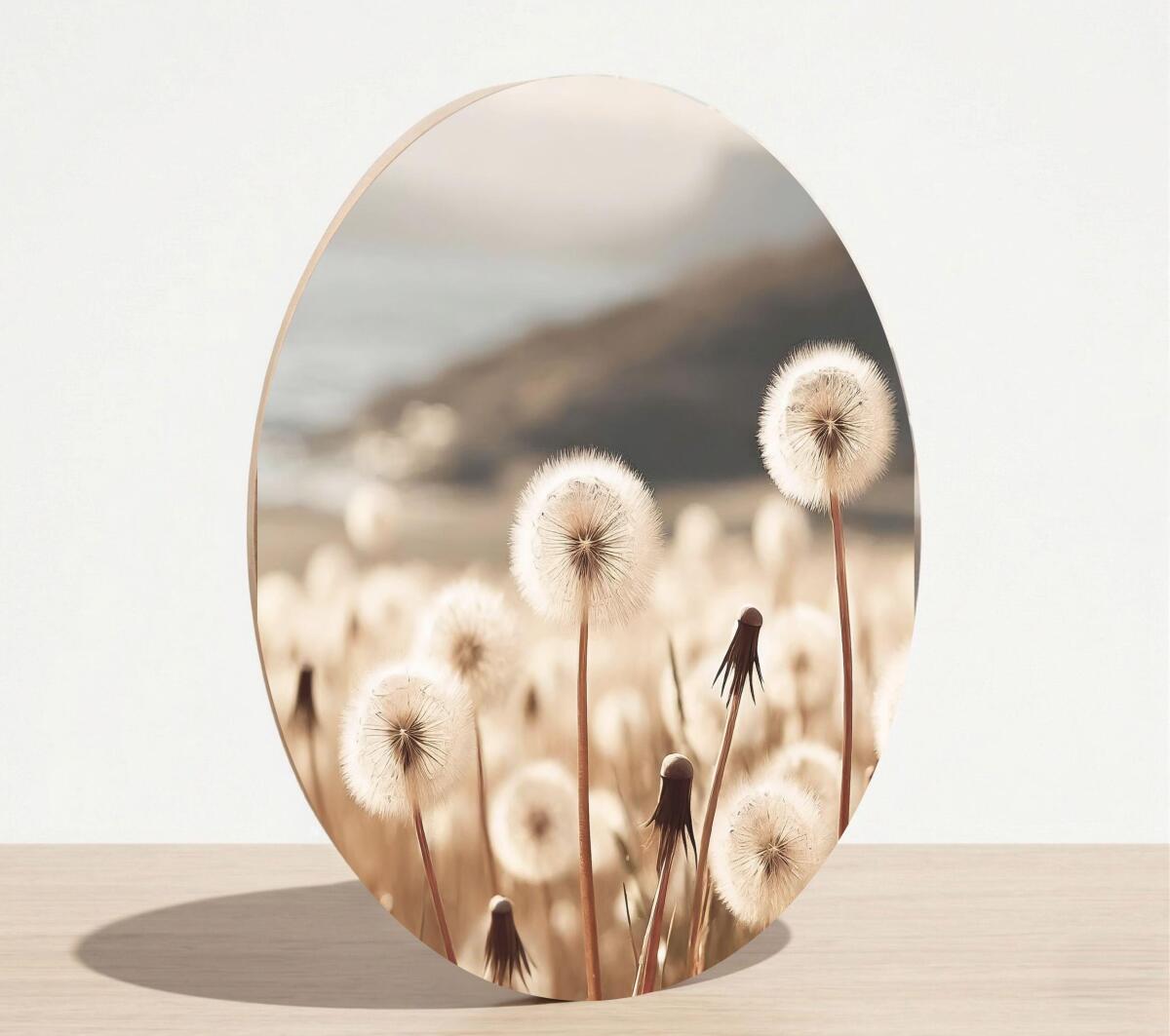 Okrągły Obraz Natura – Dmuchawce na Łące | Minimalistyczna Dekoracja do Salonu i Sypialni 82422 - zdjęcie 8