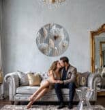 Okrągły Obraz w beżu i błękicie  – Subtelne dmuchawce | Elegancka dekoracja do wnętrz boho 82411 - miniaturka 4