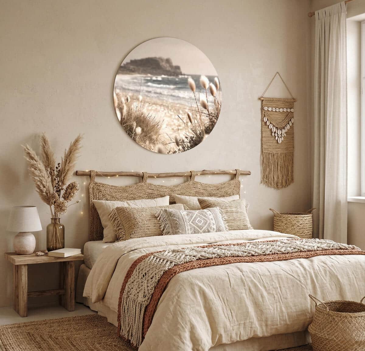 Dekoracyjne koło na ścianę – Plaża i morze | Okrągły Obraz na ścianę boho coastal 82421 - zdjęcie 6