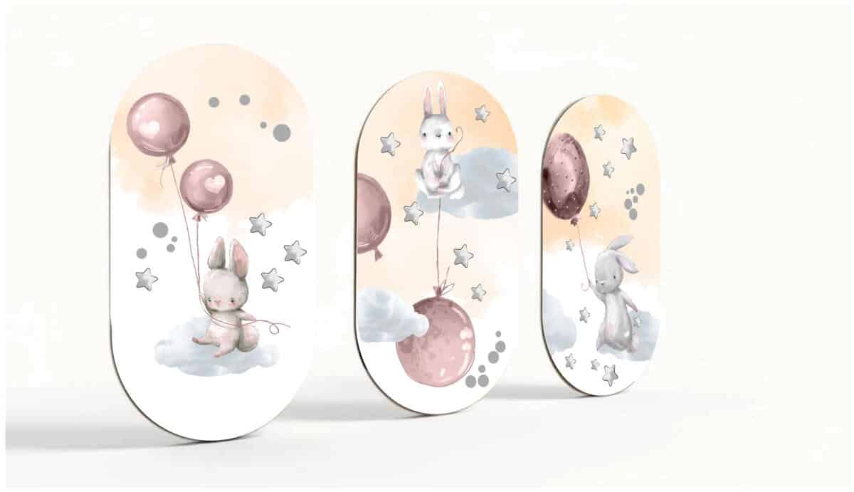 Urocze Obrazy Elipsy z Króliczkami | Różowa ozdoba na ścianę do pokoju dziewczynki 42217 - zdjęcie 2