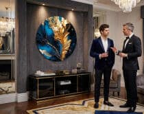 Luksusowy Obraz Okrągły w stylu Glamour- Abstrakcja Granat i złoto 82412 - miniaturka 4