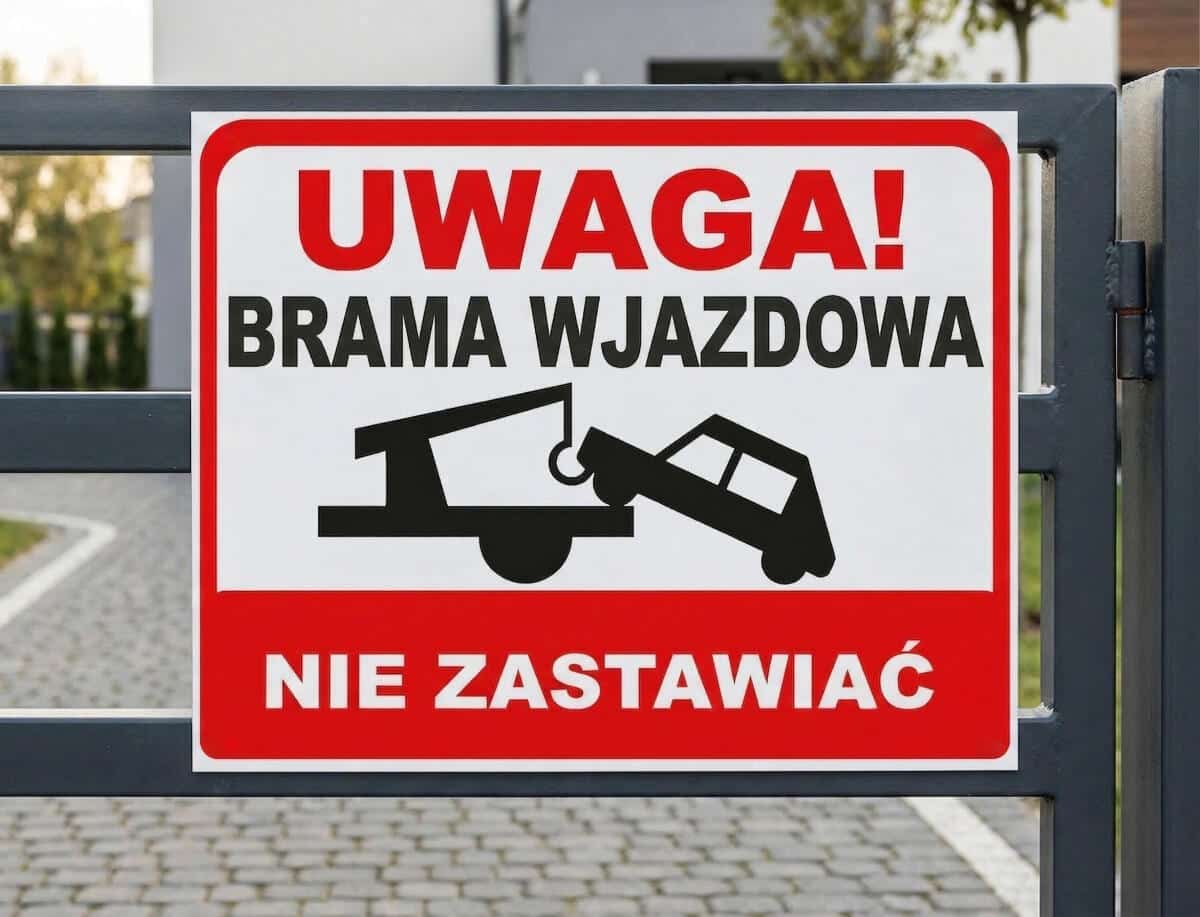Tabliczka ostrzegawcza- UWAGA! Brama wjazdowa nie zastawiać 82404 - zdjęcie 4