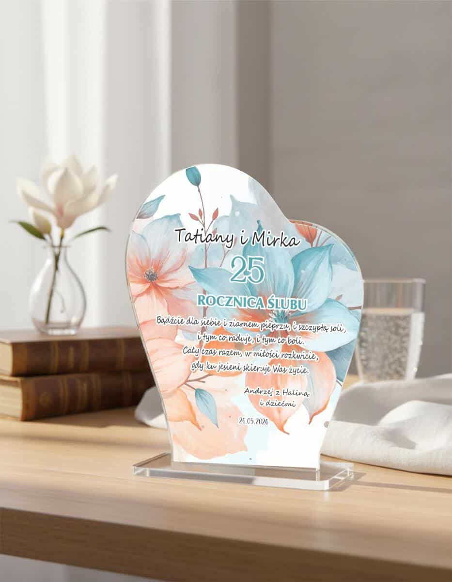 Prezent na rocznicę ślubu- Statuetka z życzeniami, imionami i datą 82384 - zdjęcie 3