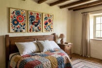 Kolorowe Plakaty folkowe z kogutem | Zestaw w stylu ludowym do jadalni, kuchni 82425 - miniaturka 2