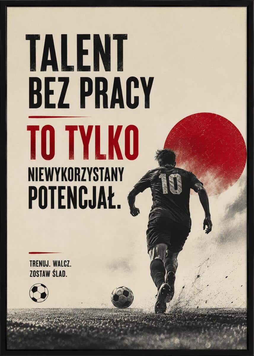 Motywacyjny Plakat z piłkarzem i cytatem | Sportowa dekoracja ścienna- Piłka Nożna, futbol 76008