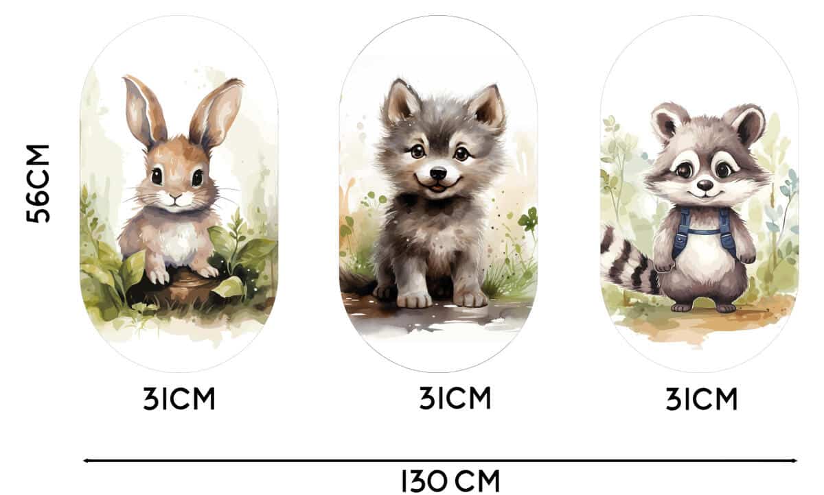 Akwarelowe Obrazki dla dzieci- Leśne Zwierzątka | Dekoracja Boho do pokoju przedszkolaka 42227 - zdjęcie 6