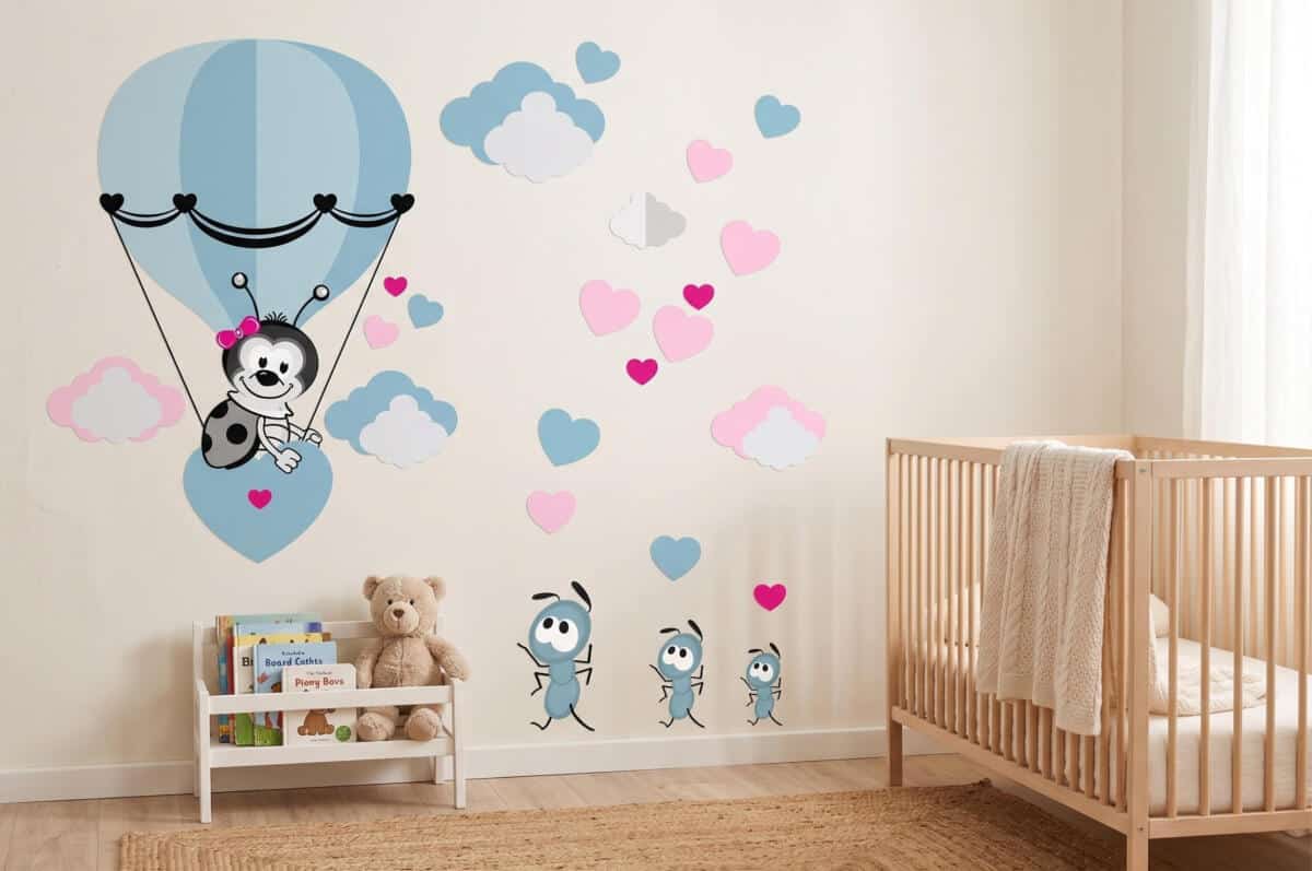 Naklejka ścienna dla dzieci - balony, biedronka 1415 - zdjęcie 4