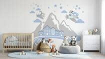 Naklejka ścienna dla dzieci -  misie, góry, samolot 7057 - miniaturka 4