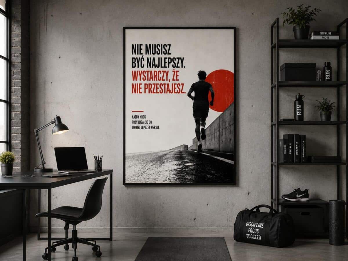 Industrialny plakat z napisem motywacyjnym – dekoracja dla sportowca | Obraz z cytatem 76009 - zdjęcie 6
