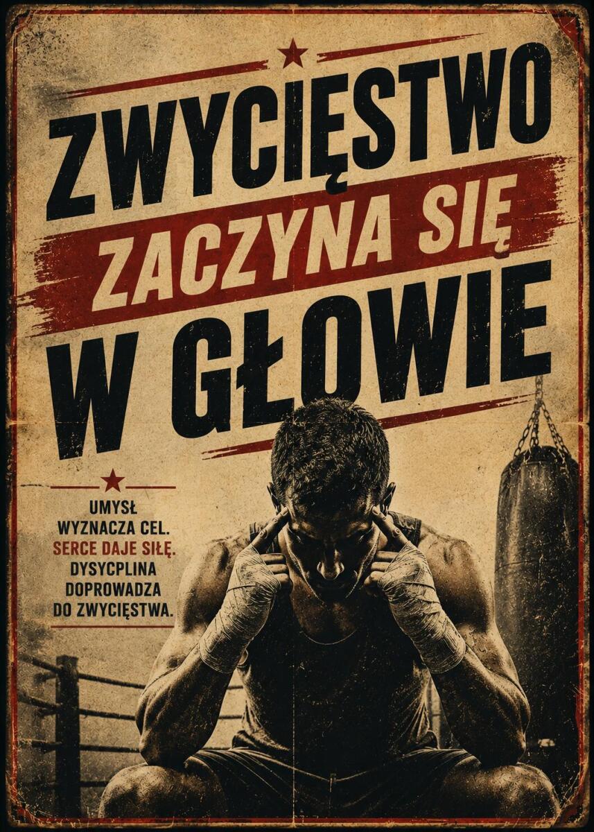 Plakat motywacyjny w stylu Retro | Obraz sportowy- Bokser | Zwycięstwo zaczyna się w głowie 76002 - zdjęcie 8
