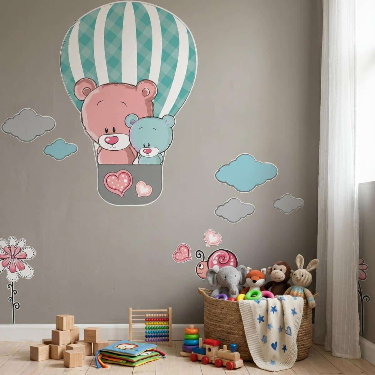 Naklejka ścienna dla dzieci - balony, misie 1410 - zdjęcie 4
