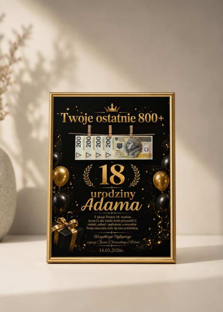 Kartka urodzinowa z miejscem na pieniądze | Prezent na18 urodziny, Plakat na osiemnastkę 31000 - zdjęcie 3