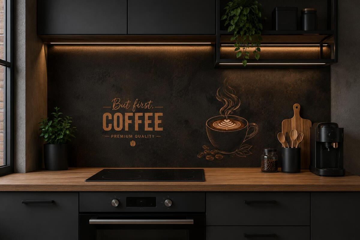 Dekoracyjny panel kuchenny- Kawa Coffee | Elegancki Lacobel do kuchni, kawiarni 76011 - zdjęcie 2