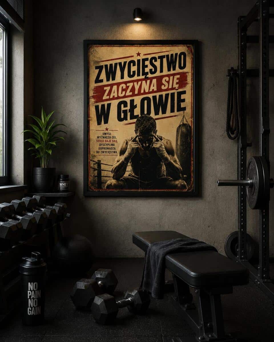 Plakat motywacyjny w stylu Retro | Obraz sportowy- Bokser | Zwycięstwo zaczyna się w głowie 76002 - zdjęcie 2