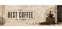 Panel Kuchenny Retro Coffee- Beżowy marmur i kawa | Płyta nad blat do kawiarni, kuchni 76028 - miniaturka 2