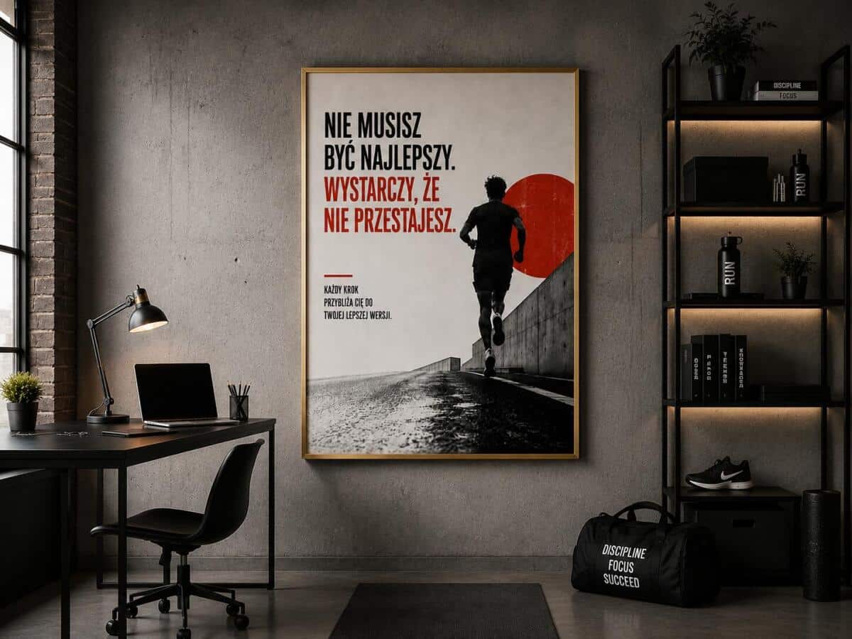Industrialny plakat z napisem motywacyjnym – dekoracja dla sportowca | Obraz z cytatem 76009 - zdjęcie 3