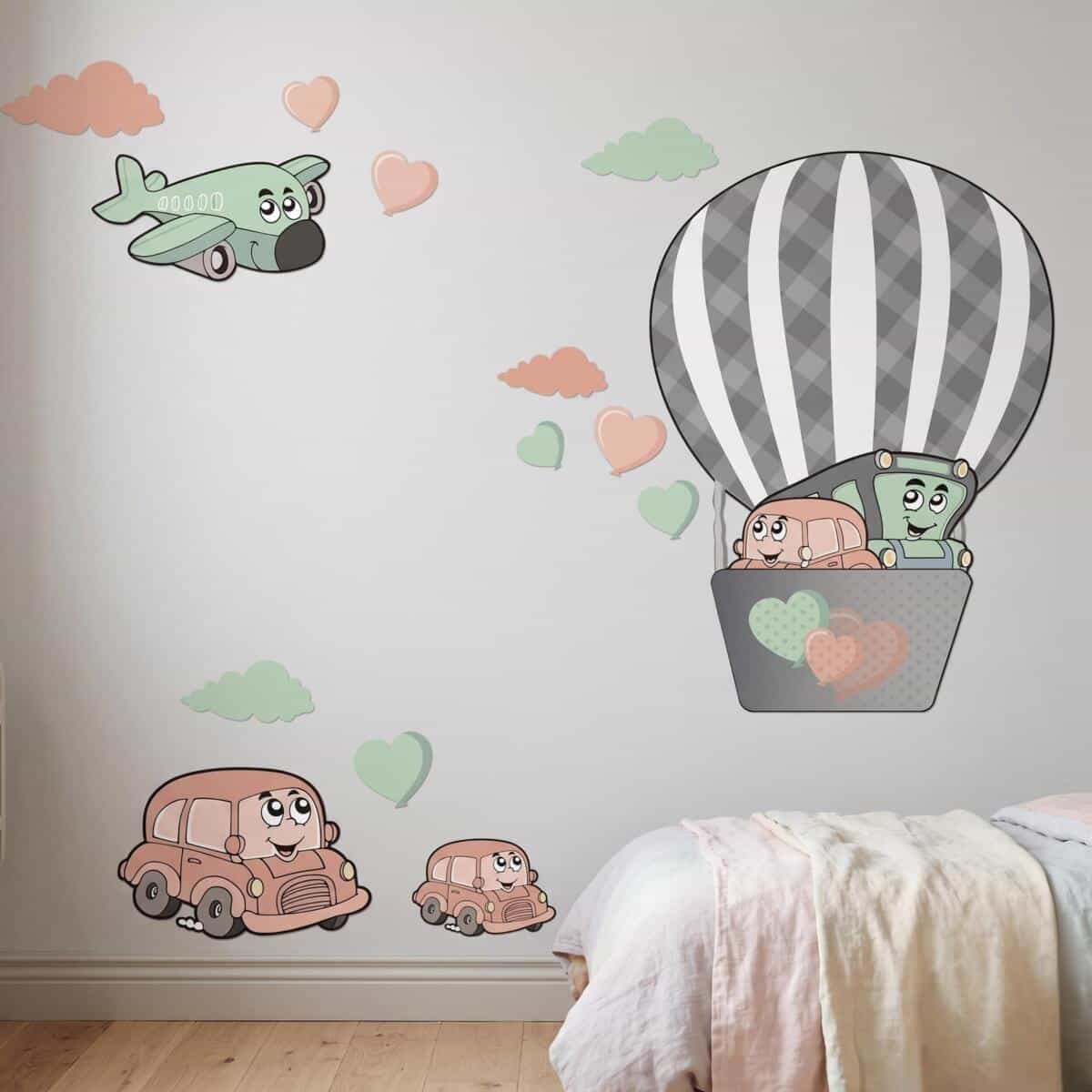 Naklejka ścienna dla dzieci - balony, auta 1412 - zdjęcie 4