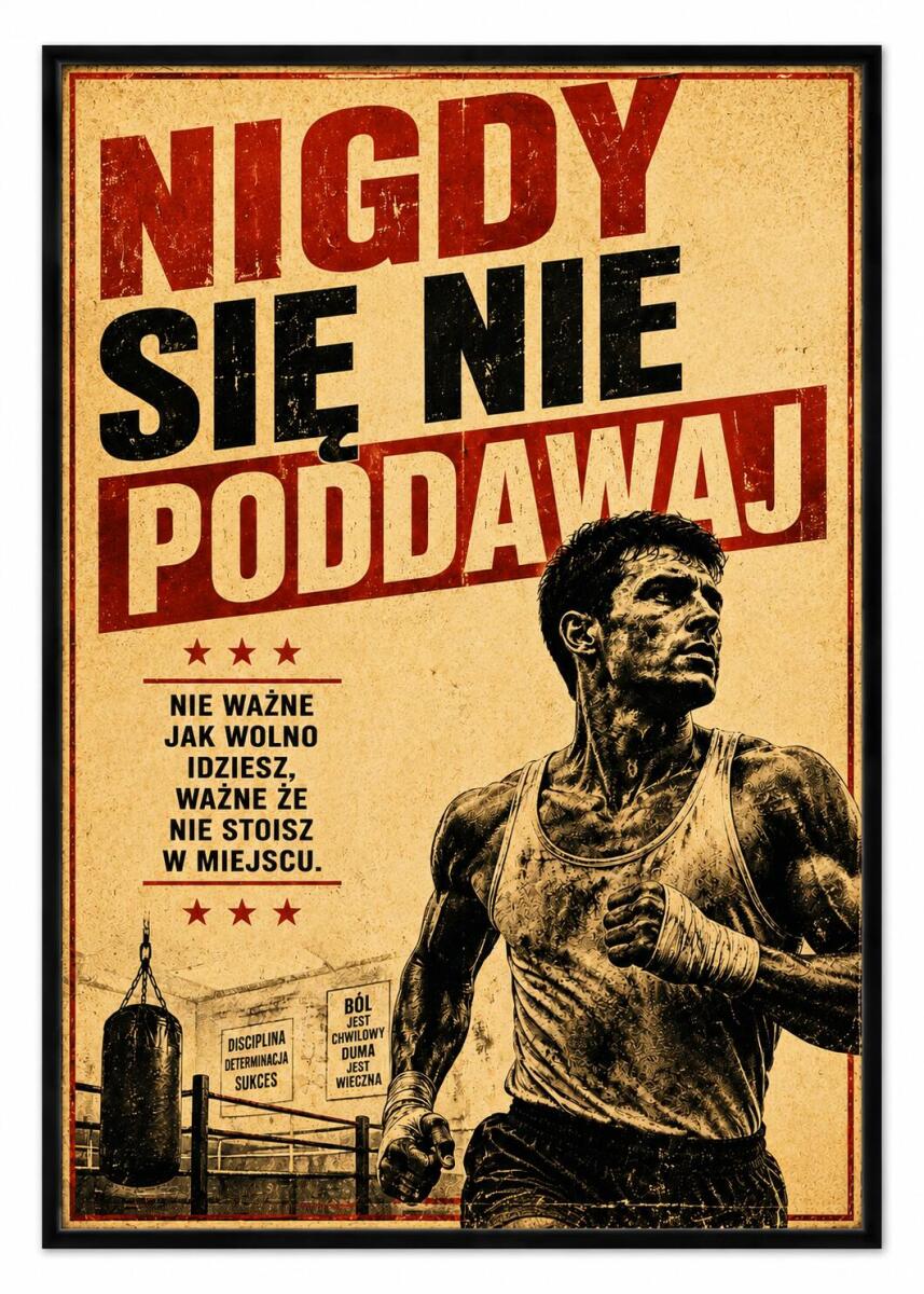 Plakat w stylu vintage- Nigdy się nie poddawaj | Motywacyjny Obraz młodzieżowy 76005