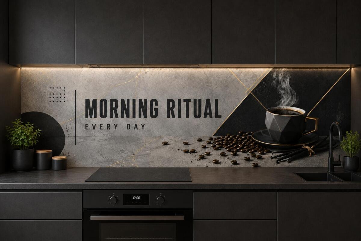 Nowoczesny Panel ścienny do kuchni- Kawa, Coffee na betonowym tle 76031 - zdjęcie 2