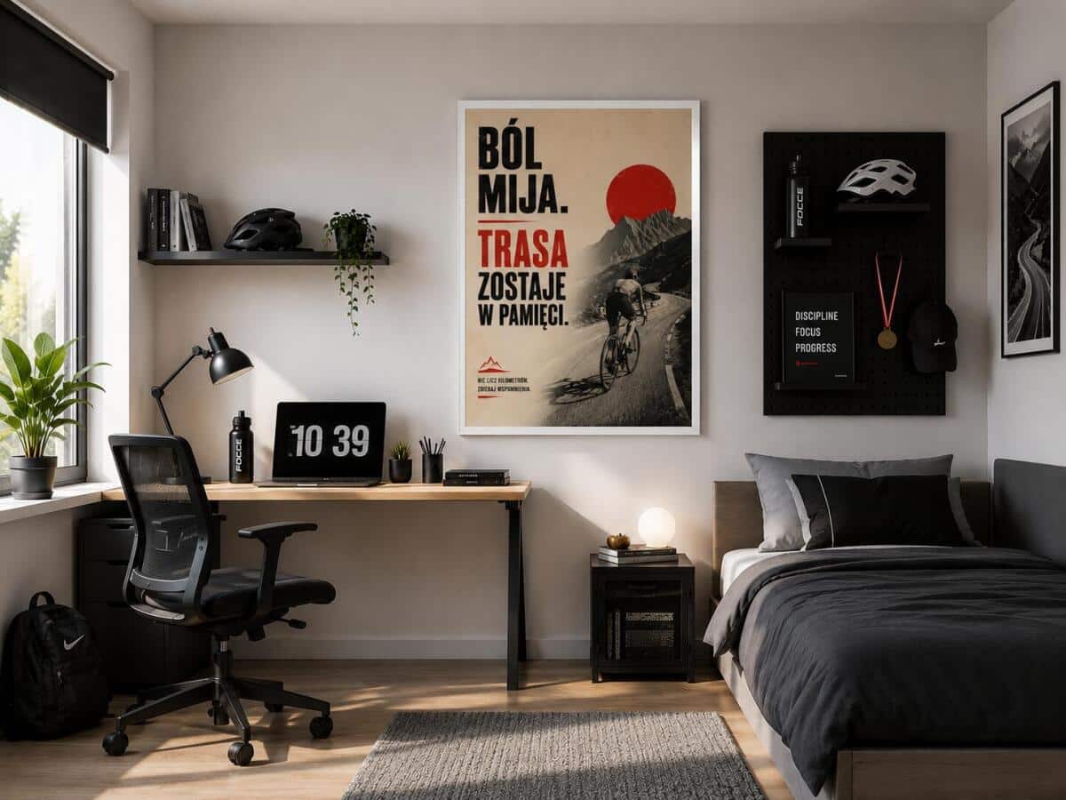 Obraz sportowy z motywacyjnym cytatem | Motywacyjny Plakat z kolarzem 76007 - zdjęcie 4