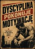 Motywacyjny Plakat Retro- dyscyplina pokonuje motywację | Dekoracja do siłowni, sypialni Loft 76006 - miniaturka 8