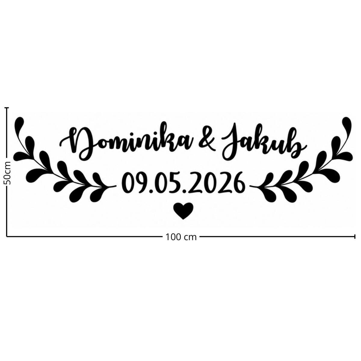 Naklejka na samochód- Imiona Pary Młodej i data | Dekoracja auta do ślubu 51204 - zdjęcie 2