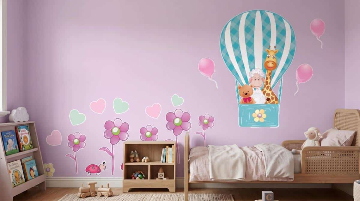 Naklejka ścienna dla dzieci - balony, zwierzątka 1413 - zdjęcie 3