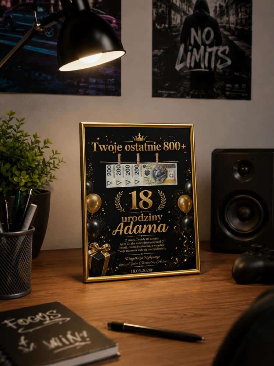 Kartka urodzinowa z miejscem na pieniądze | Prezent na18 urodziny, Plakat na osiemnastkę 31000 - zdjęcie 2