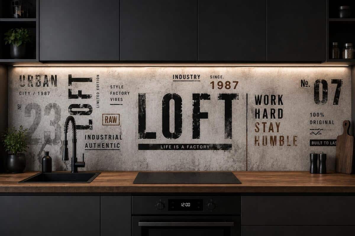 Szary Panel Kuchenny Loft | Płyta ochronna nad blat- Beton, styl urban, industrialny 76014 - zdjęcie 2