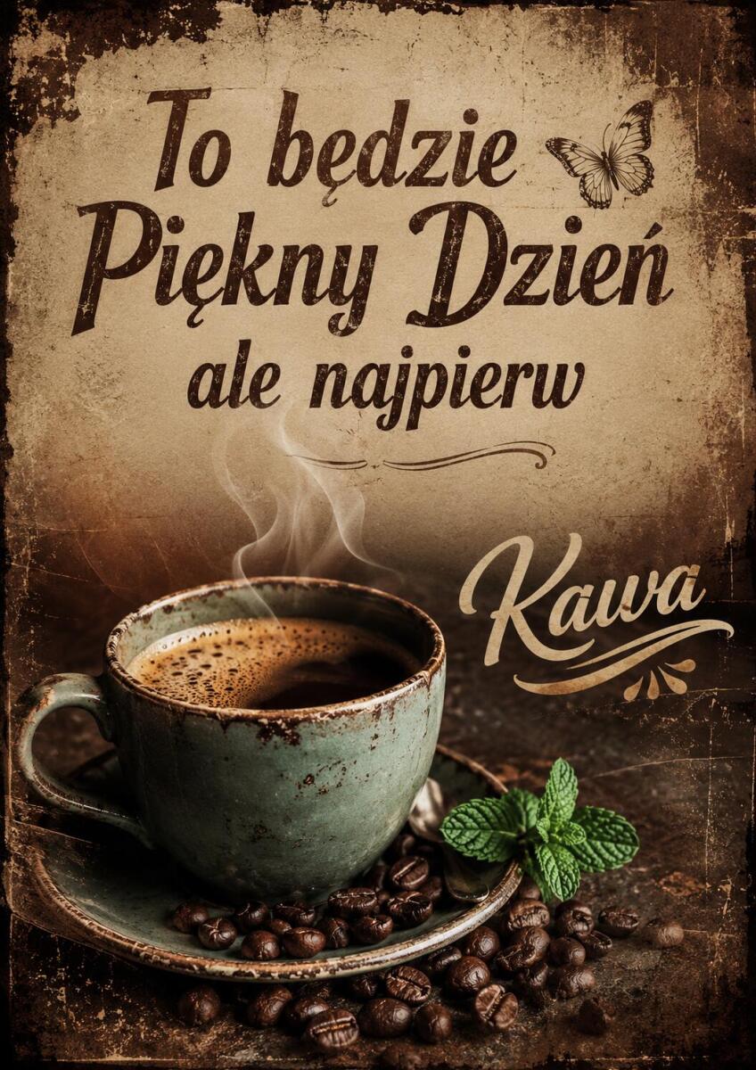 Plakat do kuchni, kawiarni- To będzie piękny dzień, ale najpierw Kawa | Obraz w stylu vintage 76010 - zdjęcie 7