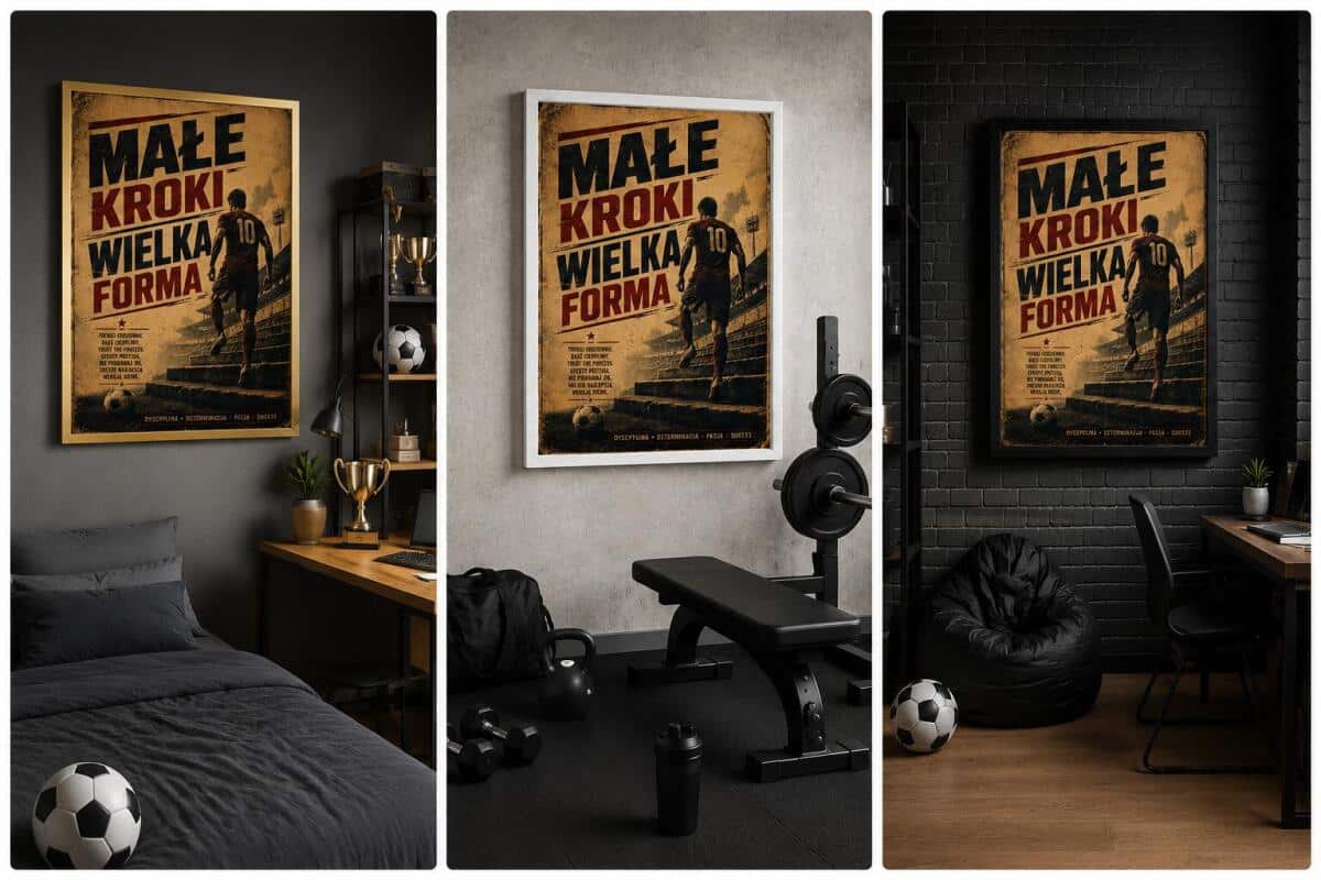 Plakat motywacyjny Vintage | Dekoracja Home Gym Fitness- Plakat sportowy Małe Kroki wielka forma 76001 - zdjęcie 5
