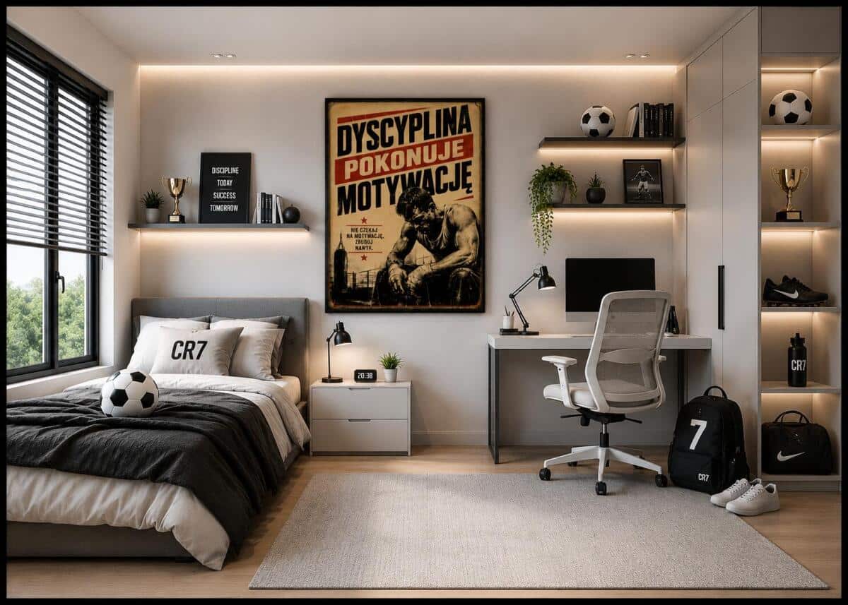 Motywacyjny Plakat Retro- dyscyplina pokonuje motywację | Dekoracja do siłowni, sypialni Loft 76006 - zdjęcie 7