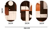 Obrazy Owalne w stylu Bauhaus | Abstrakcyjny Tryptyk Retro 42236 - miniaturka 2