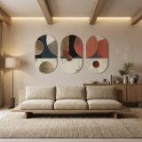 Designerskie Obrazy Elipsy - Abstrakcja, Geometria | Tryptyk Retro- Terakota i Granat 42234 - miniaturka 2