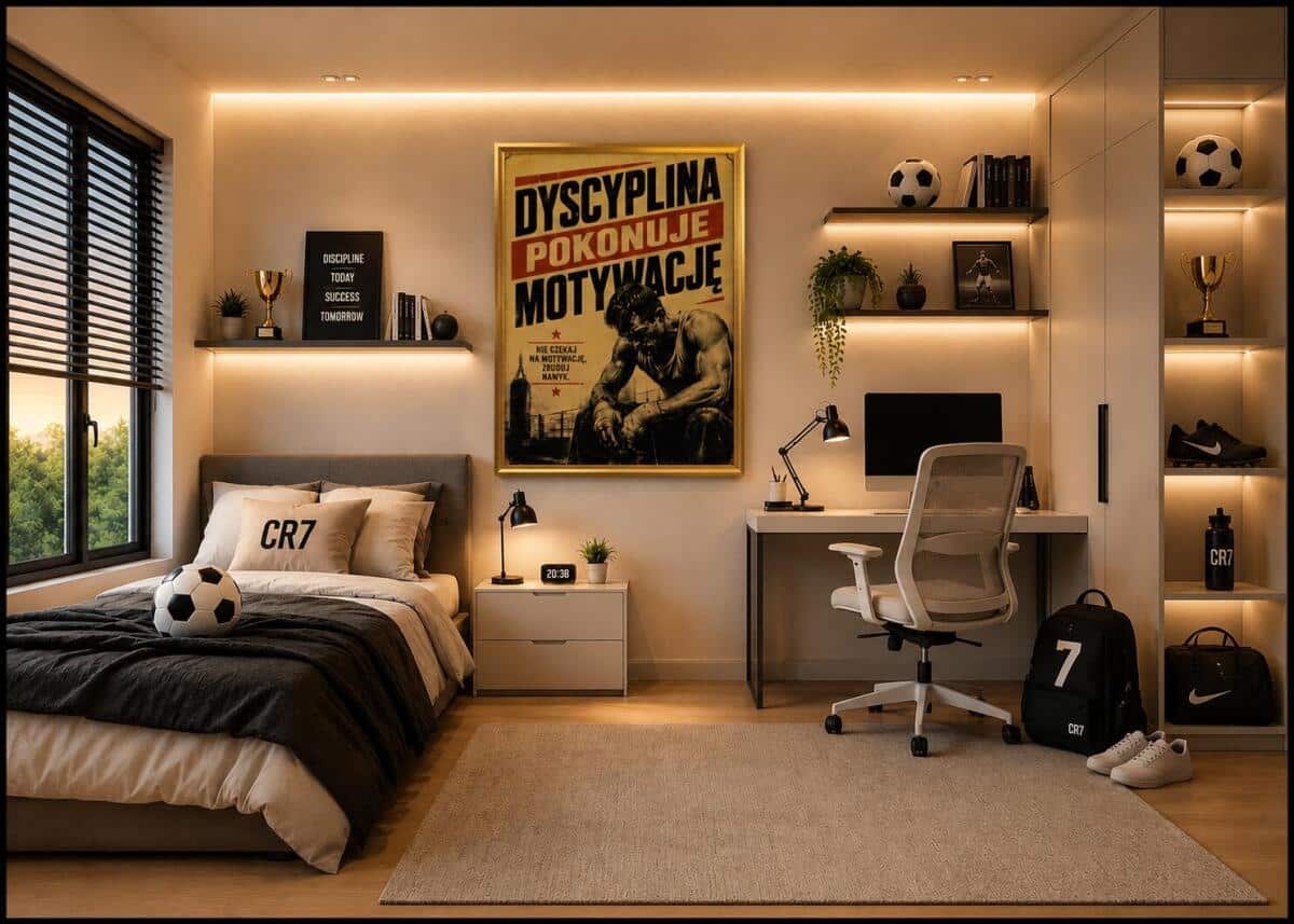 Motywacyjny Plakat Retro- dyscyplina pokonuje motywację | Dekoracja do siłowni, sypialni Loft 76006 - zdjęcie 3